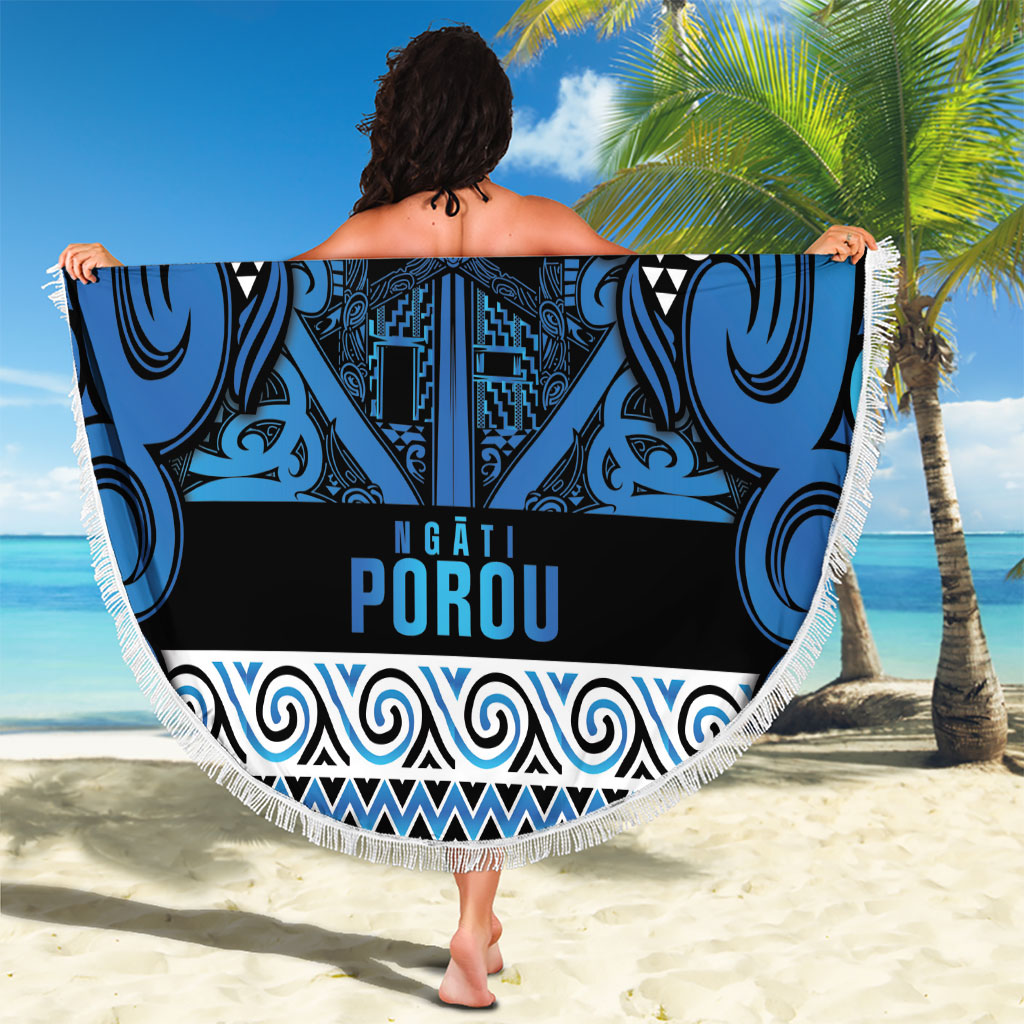 Aotearoa Iwi Ngati Porou Beach Blanket Maori Wharenui House Tribal Pattern LT9 - Polynesian Pride