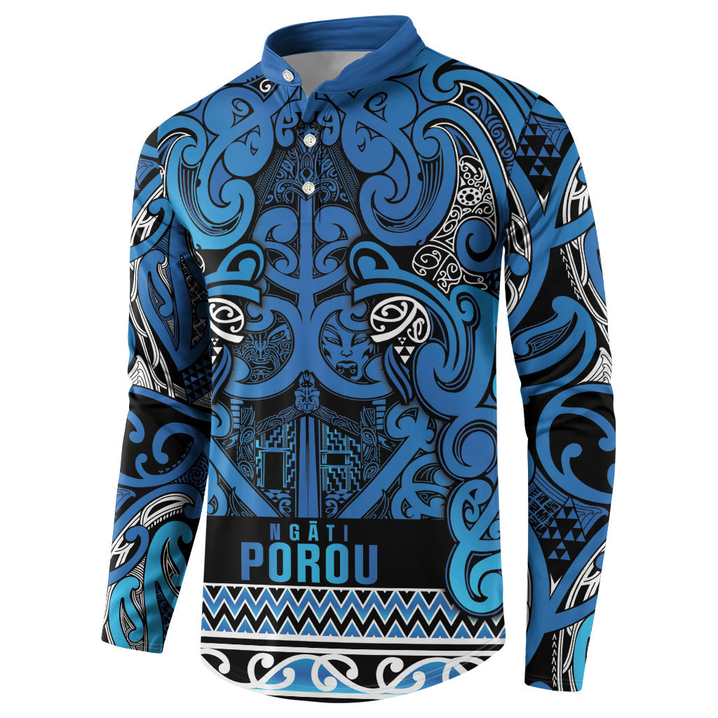 Aotearoa Iwi Ngati Porou Button Sweatshirt Maori Wharenui House Tribal Pattern LT9 - Polynesian Pride