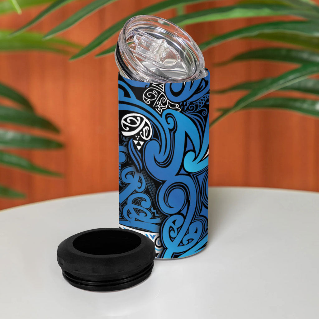 Aotearoa Iwi Ngati Porou 4 in 1 Can Cooler Tumbler Maori Wharenui House Tribal Pattern LT9 - Polynesian Pride