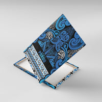 Aotearoa Iwi Ngati Porou Canvas Wall Art Maori Wharenui House Tribal Pattern LT9 With Frame Blue - Polynesian Pride