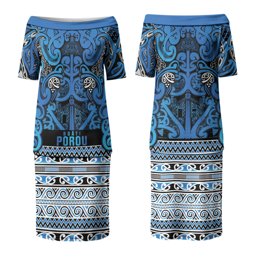 Aotearoa Iwi Ngati Porou Couples Matching Puletasi and Hawaiian Shirt Maori Wharenui House Tribal Pattern LT9 - Polynesian Pride