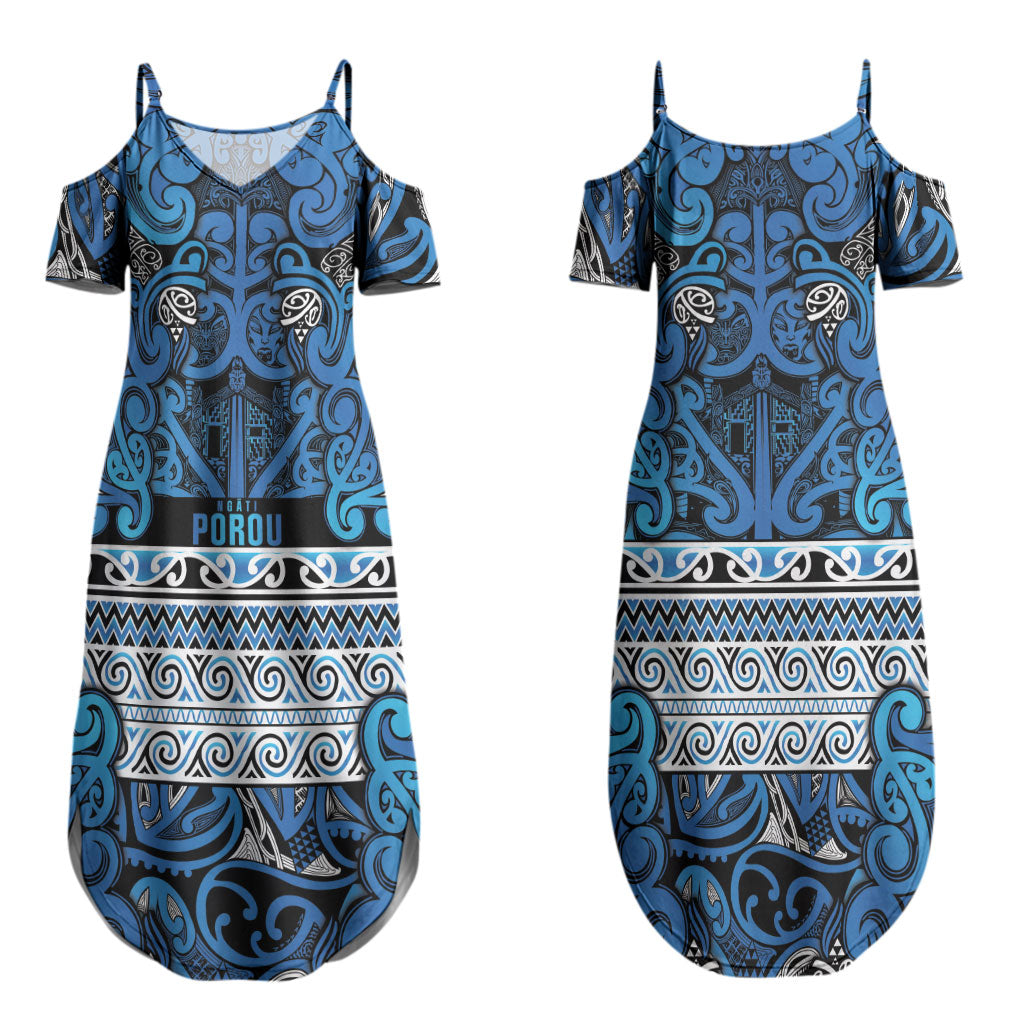 Aotearoa Iwi Ngati Porou Couples Matching Summer Maxi Dress and Long Sleeve Button Shirt Maori Wharenui House Tribal Pattern LT9 - Polynesian Pride