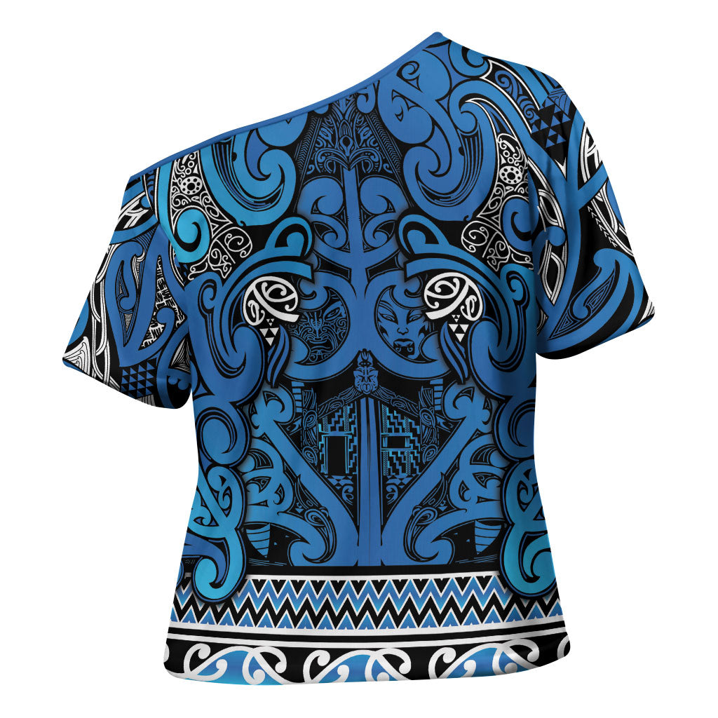 Aotearoa Iwi Ngati Porou Cross Shoulder Shirt Maori Wharenui House Tribal Pattern LT9 - Polynesian Pride