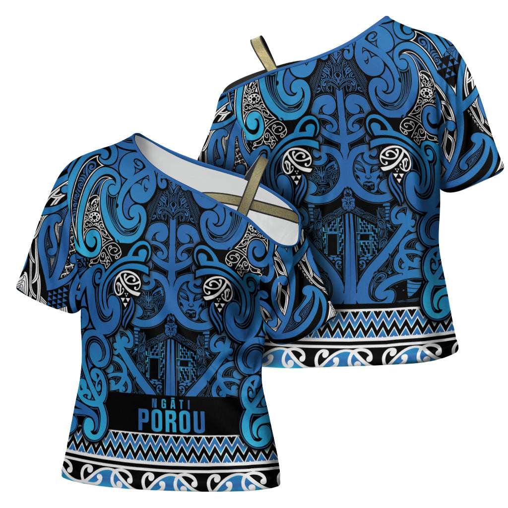 Aotearoa Iwi Ngati Porou Cross Shoulder Shirt Maori Wharenui House Tribal Pattern LT9 - Polynesian Pride