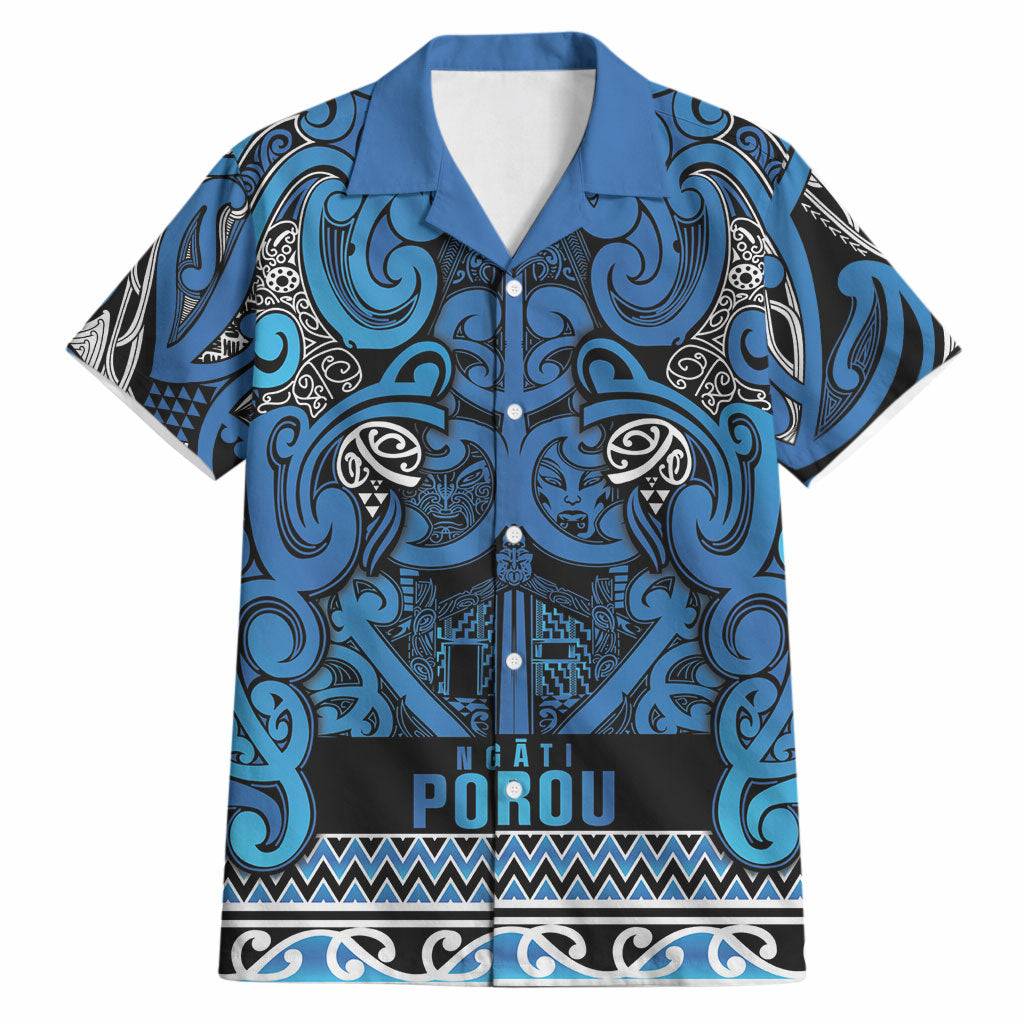 Aotearoa Iwi Ngati Porou Hawaiian Shirt Maori Wharenui House Tribal Pattern LT9 Blue - Polynesian Pride