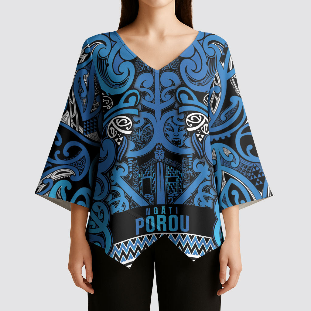 Aotearoa Iwi Ngati Porou Kimono Sleeve Blouse Maori Wharenui House Tribal Pattern LT9 - Polynesian Pride