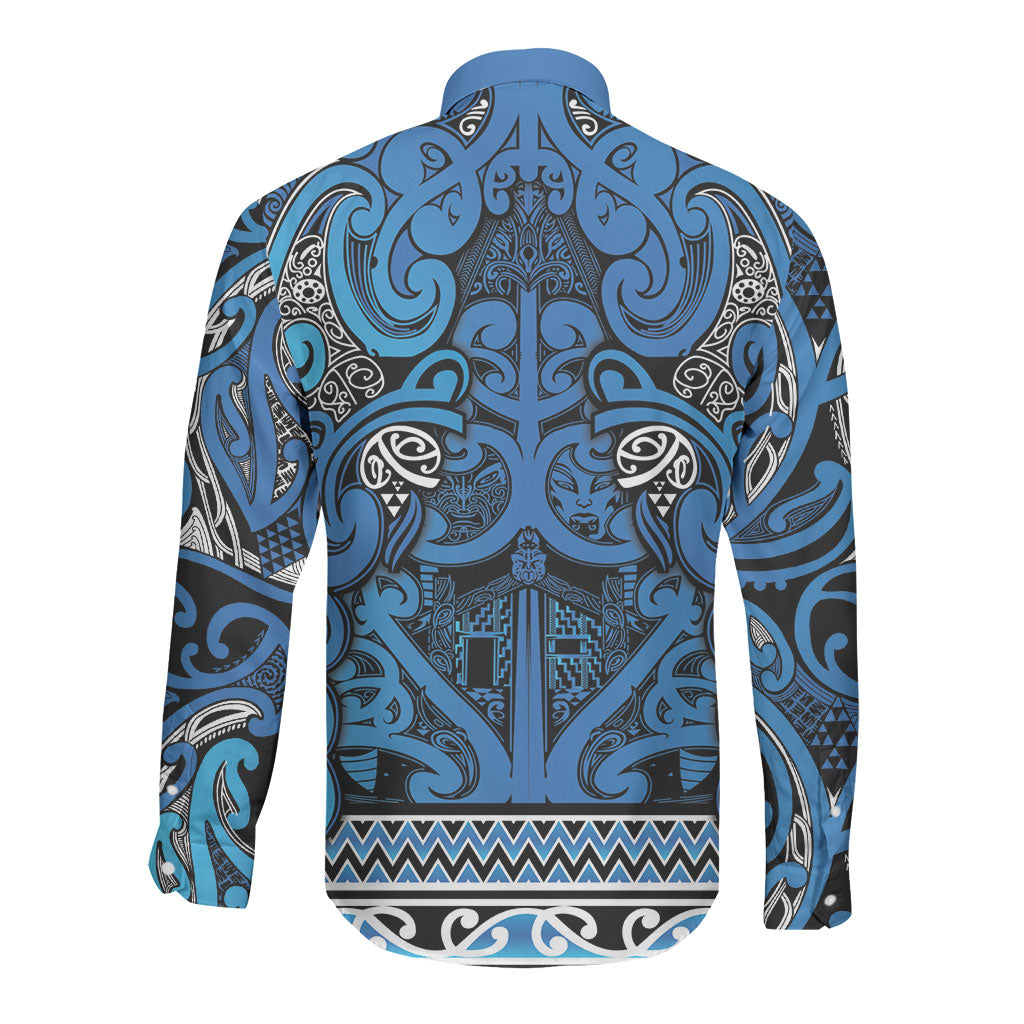 Aotearoa Iwi Ngati Porou Long Sleeve Button Shirt Maori Wharenui House Tribal Pattern LT9 - Polynesian Pride