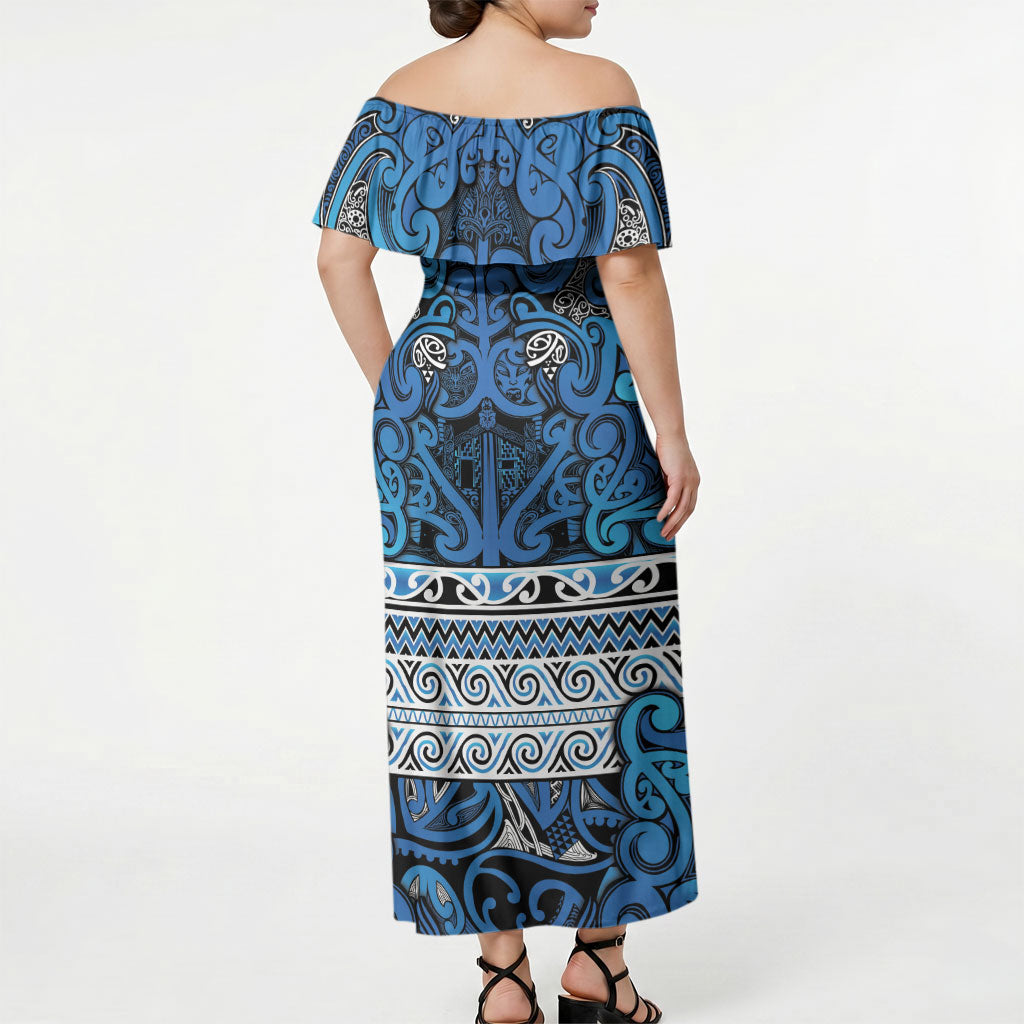 Aotearoa Iwi Ngati Porou Off Shoulder Maxi Dress Maori Wharenui House Tribal Pattern LT9 - Polynesian Pride