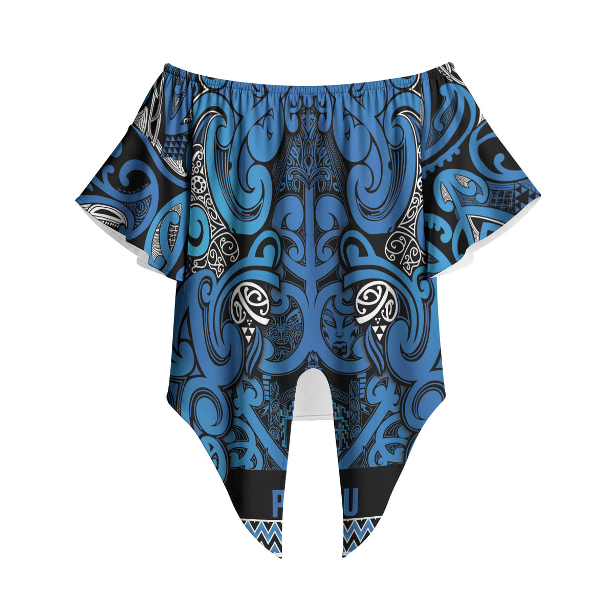 Aotearoa Iwi Ngati Porou Off Shoulder Wrap Waist Top Maori Wharenui House Tribal Pattern LT9 - Polynesian Pride