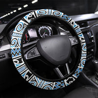 Aotearoa Iwi Ngati Porou Steering Wheel Cover Maori Wharenui House Tribal Pattern LT9 Universal Fit Blue - Polynesian Pride