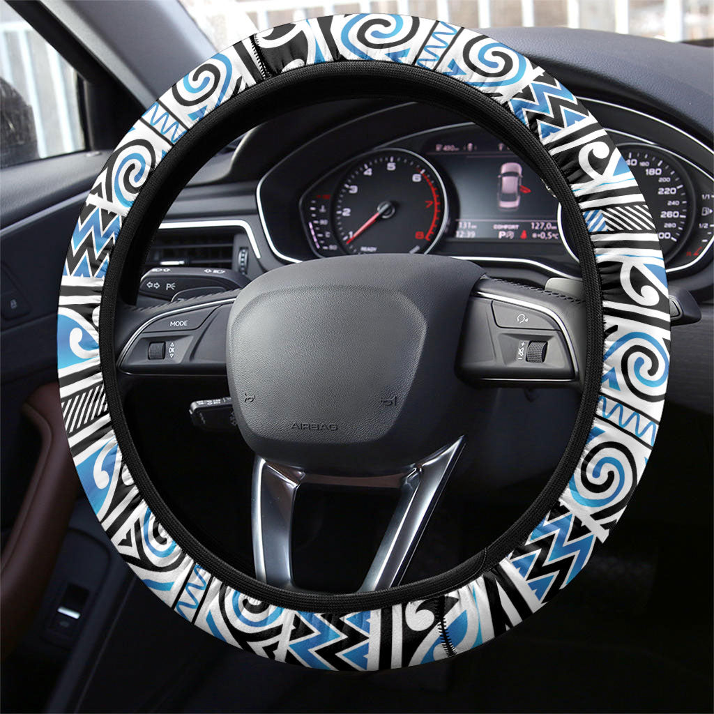 Aotearoa Iwi Ngati Porou Steering Wheel Cover Maori Wharenui House Tribal Pattern LT9 - Polynesian Pride