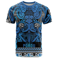 Aotearoa Iwi Ngati Porou T Shirt Maori Wharenui House Tribal Pattern LT9 Blue - Polynesian Pride