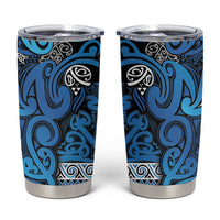 Aotearoa Iwi Ngati Porou Tumbler Cup Maori Wharenui House Tribal Pattern LT9 Blue - Polynesian Pride
