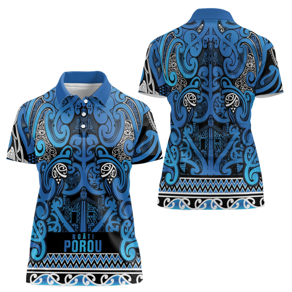 Aotearoa Iwi Ngati Porou Women Polo Shirt Maori Wharenui House Tribal Pattern LT9 - Polynesian Pride