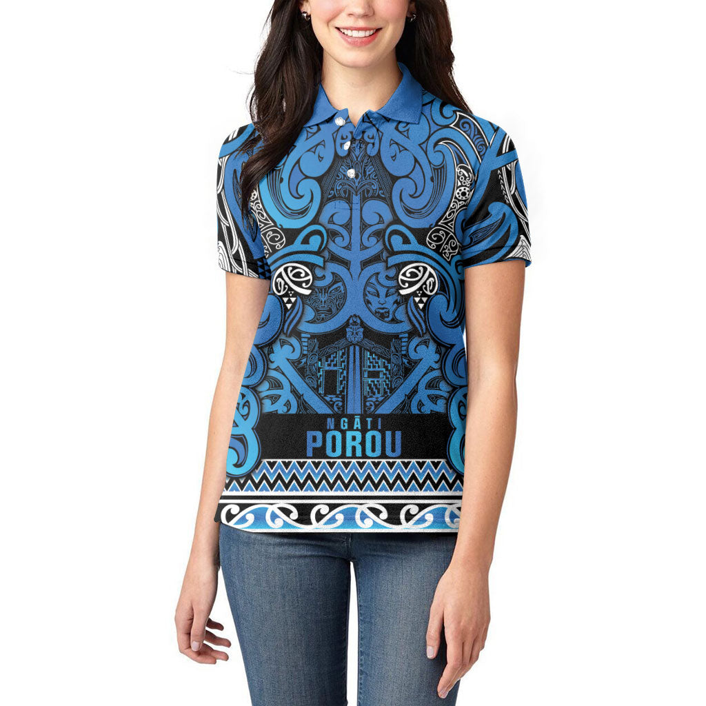 Aotearoa Iwi Ngati Porou Women Polo Shirt Maori Wharenui House Tribal Pattern LT9 - Polynesian Pride