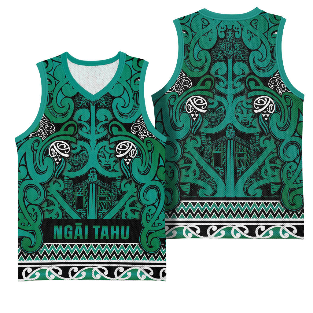 Aotearoa Iwi Ngai Tahu Basketball Jersey Maori Wharenui House Tribal Pattern LT9 - Polynesian Pride