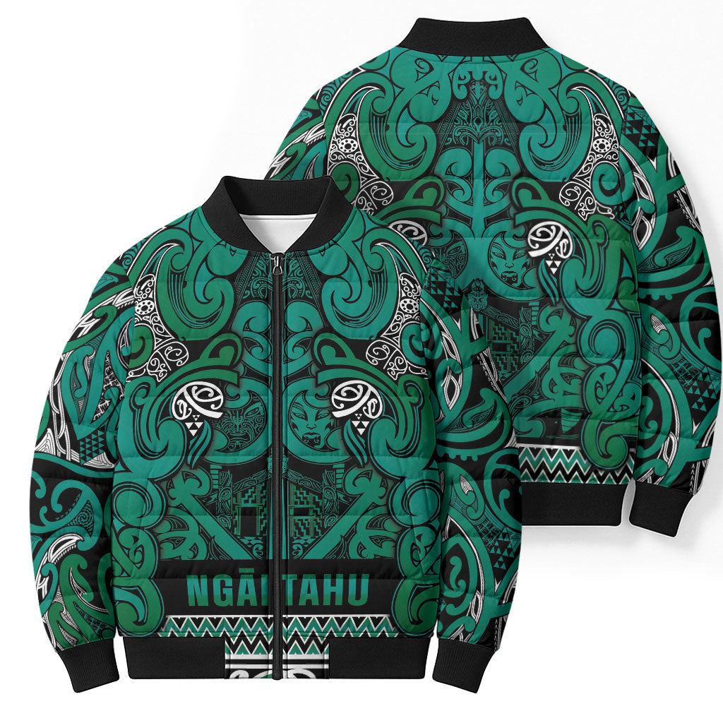 Aotearoa Iwi Ngai Tahu Bomber Puffer Jacket Maori Wharenui House Tribal Pattern LT9 - Polynesian Pride