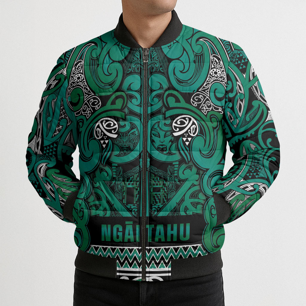 Aotearoa Iwi Ngai Tahu Bomber Puffer Jacket Maori Wharenui House Tribal Pattern LT9 - Polynesian Pride