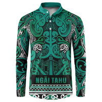Aotearoa Iwi Ngai Tahu Button Sweatshirt Maori Wharenui House Tribal Pattern LT9 Turquoise - Polynesian Pride