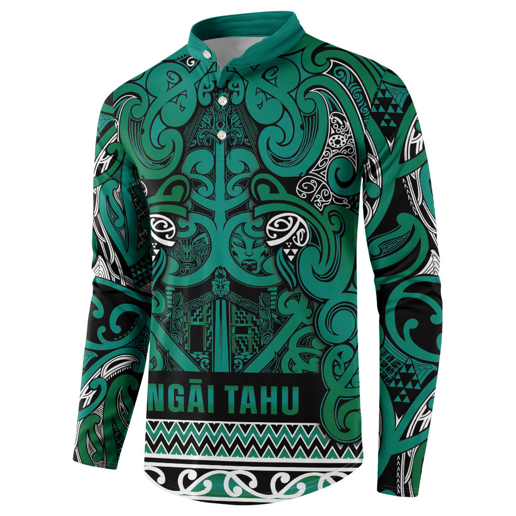 Aotearoa Iwi Ngai Tahu Button Sweatshirt Maori Wharenui House Tribal Pattern LT9 - Polynesian Pride