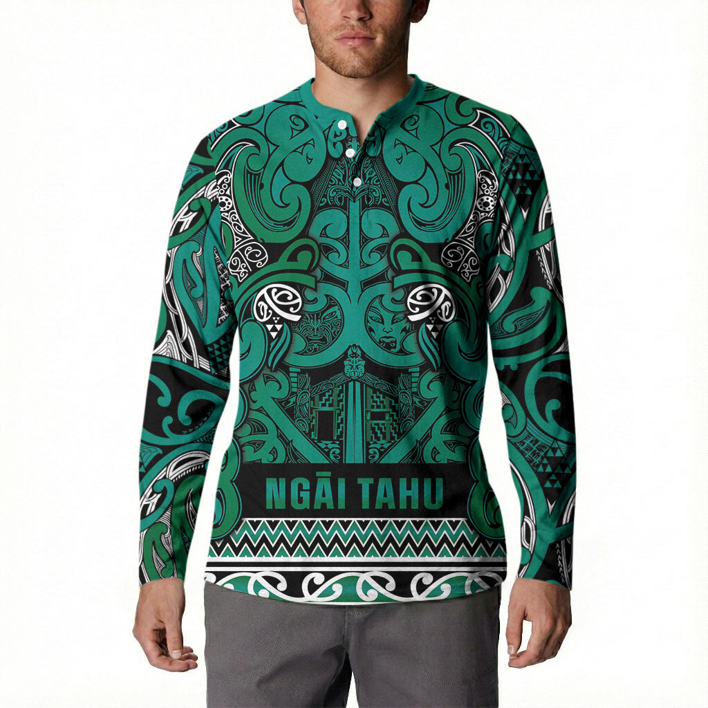 Aotearoa Iwi Ngai Tahu Button Sweatshirt Maori Wharenui House Tribal Pattern LT9 - Polynesian Pride