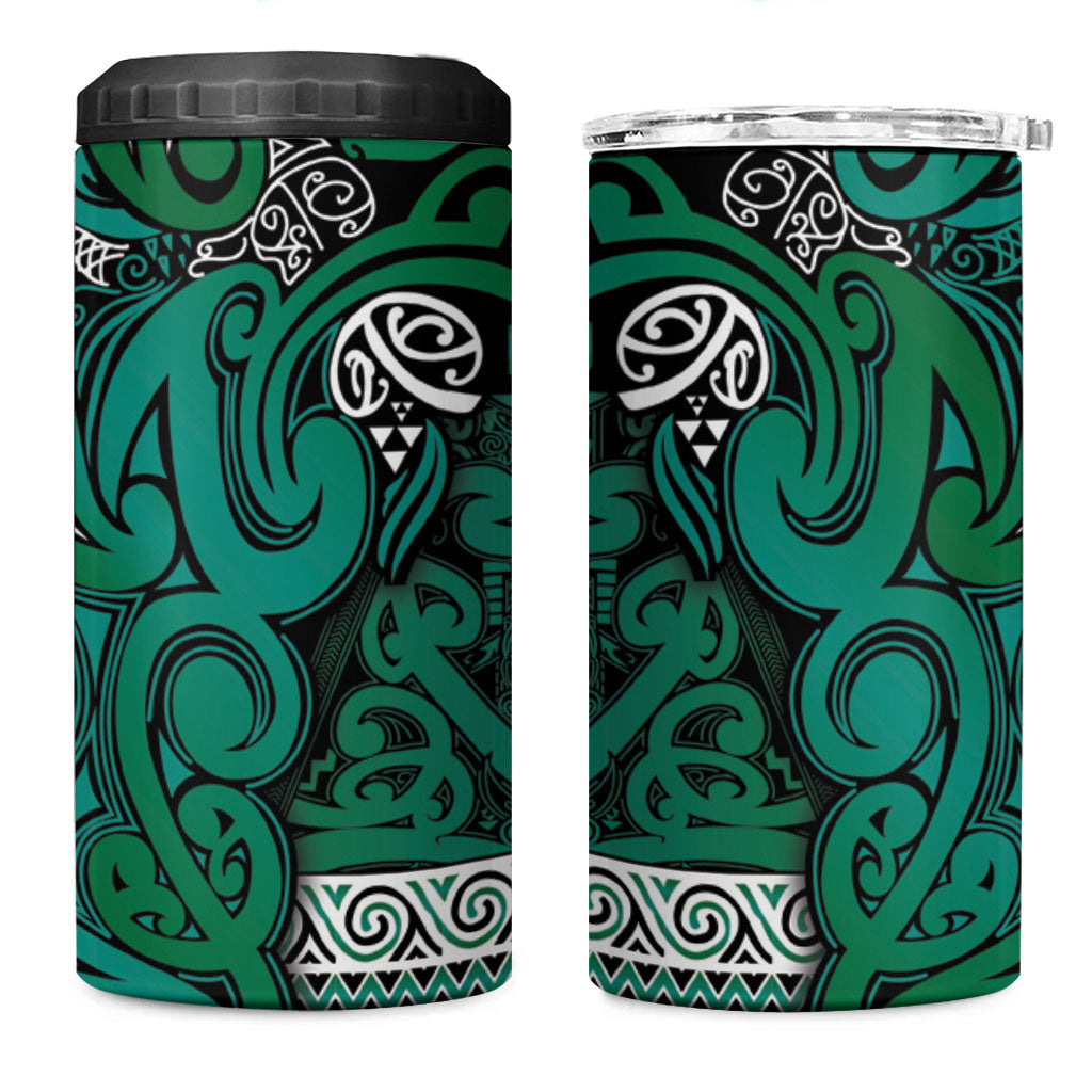 Aotearoa Iwi Ngai Tahu 4 in 1 Can Cooler Tumbler Maori Wharenui House Tribal Pattern LT9 One Size: 16 oz Turquoise - Polynesian Pride