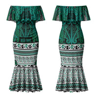Aotearoa Iwi Ngai Tahu Couples Matching Mermaid Dress and Long Sleeve Button Shirt Maori Wharenui House Tribal Pattern LT9 - Polynesian Pride