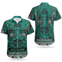 Aotearoa Iwi Ngai Tahu Couples Matching Off Shoulder Short Dress and Hawaiian Shirt Maori Wharenui House Tribal Pattern LT9 - Polynesian Pride
