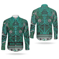 Aotearoa Iwi Ngai Tahu Couples Matching Puletasi and Long Sleeve Button Shirt Maori Wharenui House Tribal Pattern LT9 - Polynesian Pride