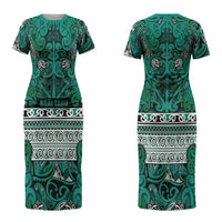 Aotearoa Iwi Ngai Tahu Couples Matching Short Sleeve Bodycon Dress and Hawaiian Shirt Maori Wharenui House Tribal Pattern LT9 - Polynesian Pride