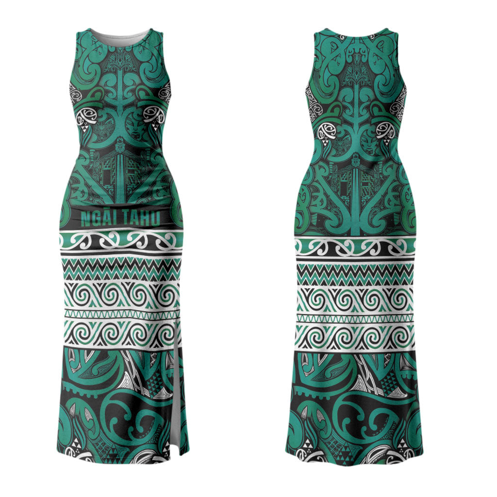 Aotearoa Iwi Ngai Tahu Couples Matching Tank Maxi Dress and Long Sleeve Button Shirt Maori Wharenui House Tribal Pattern LT9 - Polynesian Pride
