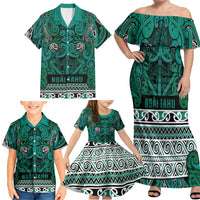 Aotearoa Iwi Ngai Tahu Family Matching Off Shoulder Maxi Dress and Hawaiian Shirt Maori Wharenui House Tribal Pattern LT9 - Polynesian Pride