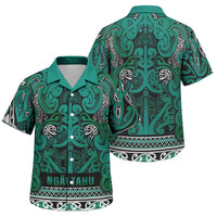 Aotearoa Iwi Ngai Tahu Family Matching Puletasi and Hawaiian Shirt Maori Wharenui House Tribal Pattern LT9 Son's Shirt Turquoise - Polynesian Pride