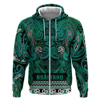 Aotearoa Iwi Ngai Tahu Hoodie Maori Wharenui House Tribal Pattern LT9 Zip Hoodie Turquoise - Polynesian Pride