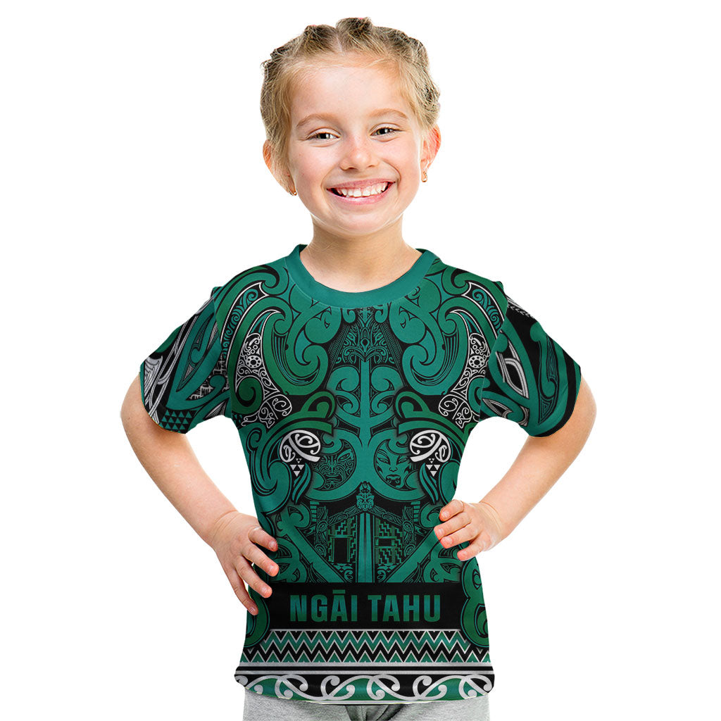 Aotearoa Iwi Ngai Tahu Kid T Shirt Maori Wharenui House Tribal Pattern LT9 Turquoise - Polynesian Pride