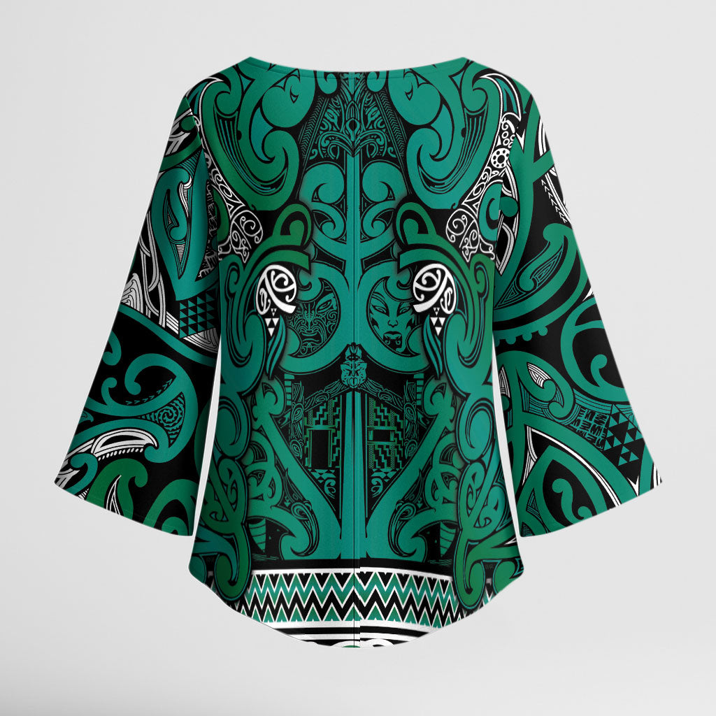 Aotearoa Iwi Ngai Tahu Kimono Sleeve Blouse Maori Wharenui House Tribal Pattern LT9 - Polynesian Pride