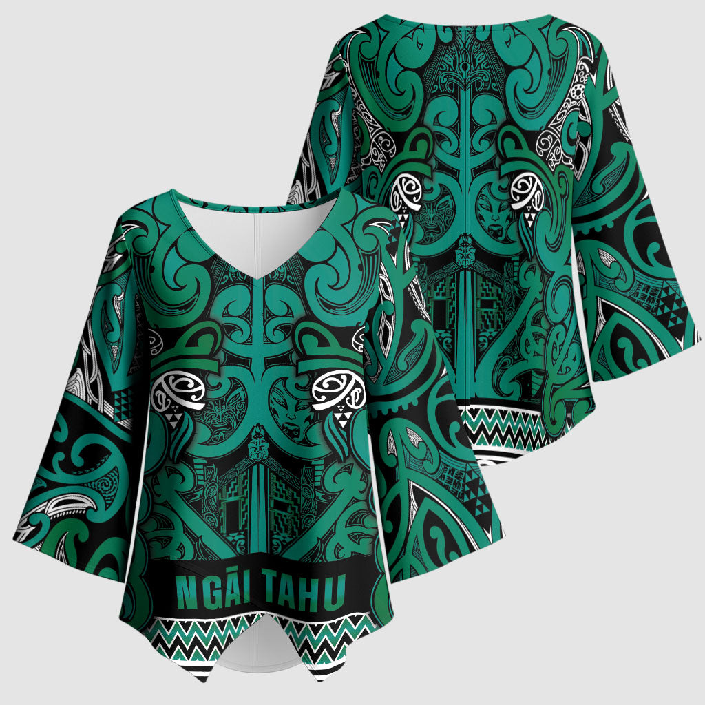 Aotearoa Iwi Ngai Tahu Kimono Sleeve Blouse Maori Wharenui House Tribal Pattern LT9 - Polynesian Pride