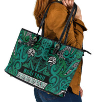 Aotearoa Iwi Ngai Tahu Leather Tote Bag Maori Wharenui House Tribal Pattern LT9 - Polynesian Pride