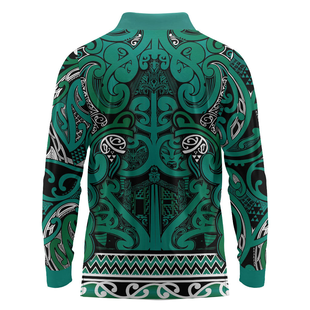 Aotearoa Iwi Ngai Tahu Long Sleeve Polo Shirt Maori Wharenui House Tribal Pattern LT9 - Polynesian Pride