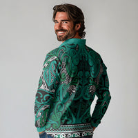 Aotearoa Iwi Ngai Tahu Long Sleeve Polo Shirt Maori Wharenui House Tribal Pattern LT9 - Polynesian Pride