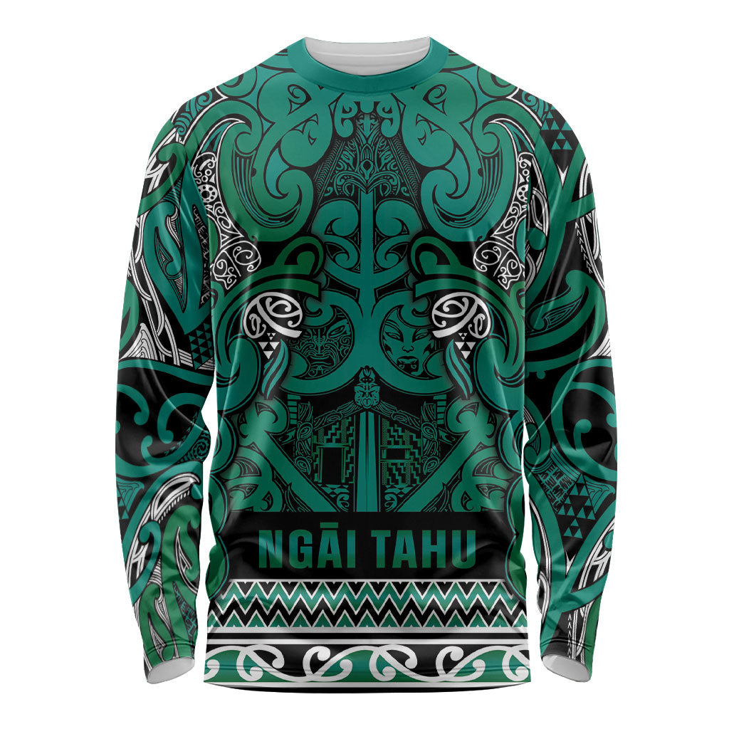 Aotearoa Iwi Ngai Tahu Long Sleeve Shirt Maori Wharenui House Tribal Pattern LT9 Unisex Turquoise - Polynesian Pride