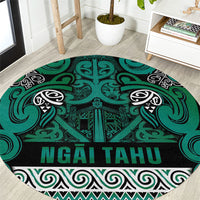 Aotearoa Iwi Ngai Tahu Round Carpet Maori Wharenui House Tribal Pattern LT9 Turquoise - Polynesian Pride