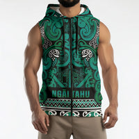 Aotearoa Iwi Ngai Tahu Sleeveless Zip Hoodie Maori Wharenui House Tribal Pattern LT9 - Polynesian Pride