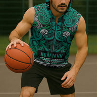 Aotearoa Iwi Ngai Tahu Sleeveless Zip Hoodie Maori Wharenui House Tribal Pattern LT9 - Polynesian Pride