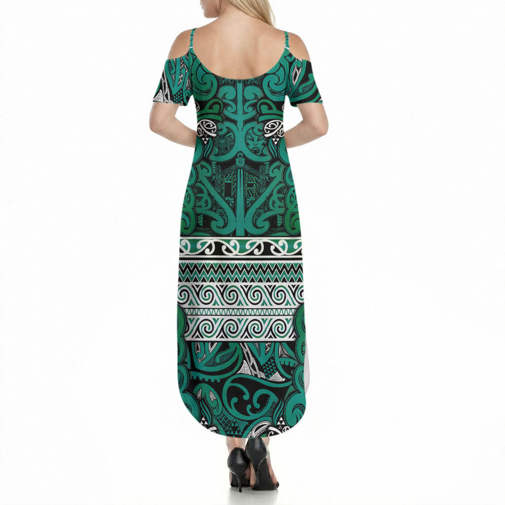 Aotearoa Iwi Ngai Tahu Summer Maxi Dress Maori Wharenui House Tribal Pattern LT9 - Polynesian Pride