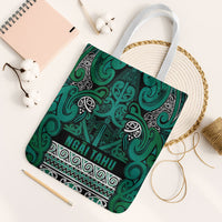 Aotearoa Iwi Ngai Tahu Tote Bag Maori Wharenui House Tribal Pattern LT9 White Strap One Size Turquoise - Polynesian Pride