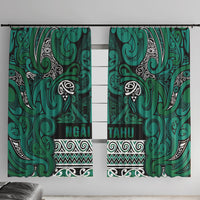 Aotearoa Iwi Ngai Tahu Window Curtain Maori Wharenui House Tribal Pattern LT9 With Hooks Turquoise - Polynesian Pride