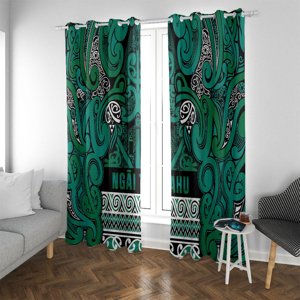 Aotearoa Iwi Ngai Tahu Window Curtain Maori Wharenui House Tribal Pattern LT9 With Grommets Turquoise - Polynesian Pride