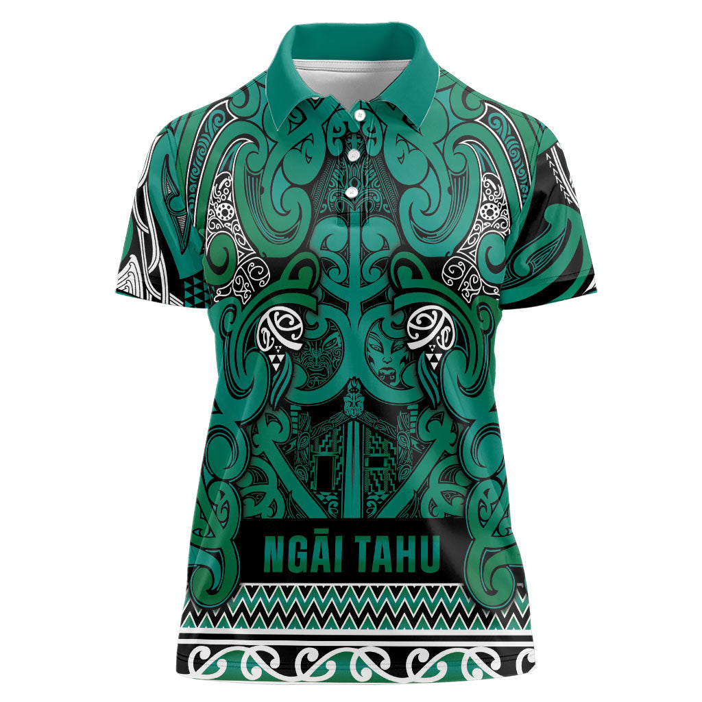 Aotearoa Iwi Ngai Tahu Women Polo Shirt Maori Wharenui House Tribal Pattern LT9 Female Turquoise - Polynesian Pride