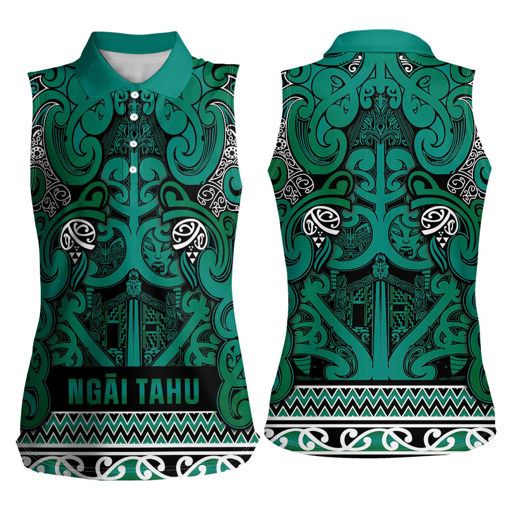 Aotearoa Iwi Ngai Tahu Women Sleeveless Polo Shirt Maori Wharenui House Tribal Pattern LT9 - Polynesian Pride